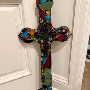 Colorful Stained Glass Cross Decor